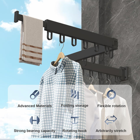 Clothes Drying Rack, Laundry Drying Rack Wall Mount,Space Saver Clothes Rack