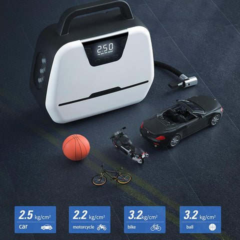 Car Air Pump, Double Cylinder 12V Electric Portable Tire Inflator with Auto Shut Off LED Light LCD Screen