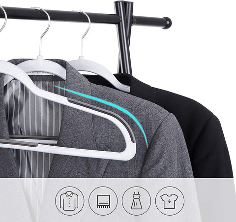 Willow 30-Pack Plastic Coat Hangers, Heavy Duty Durable Hangers with Non-Slip Piece,