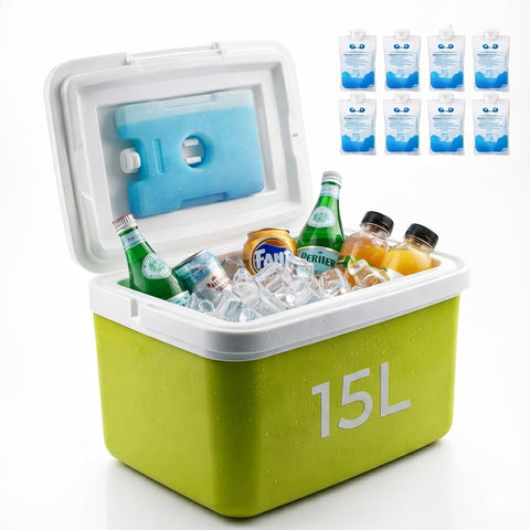 Insulated Cooler Box with Ice Packs – Portable Ice Chest for Camping ( 15 Ltr )