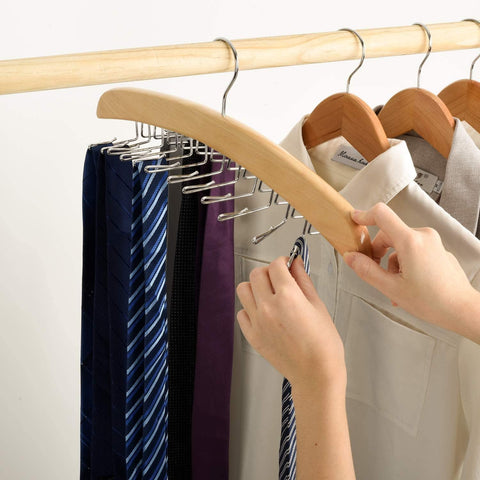 Willow Wooden Tie Rack Hangers Rotating Twirl 24 Tie Organizer Rack Hanger Holder Hook