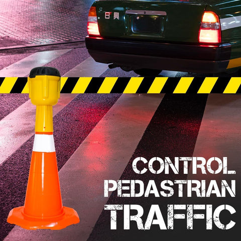 Olmecs Retractable Traffic Cone Tape 9 Meter - Yellow | Safety Cone Emergency Warning Tape