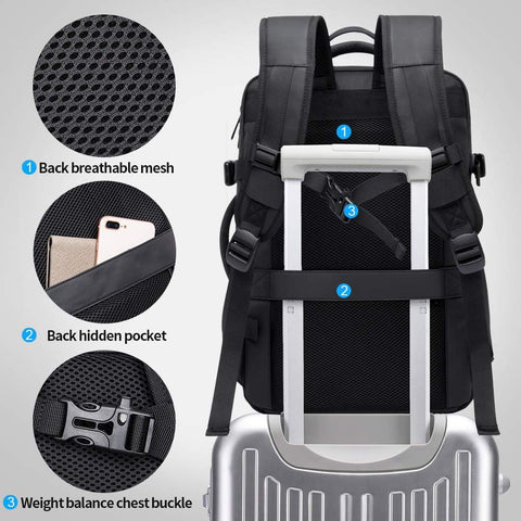 BANGE Weekender Carry-on Backpack,45L Expandable Travel Backpacks for Airplanes
