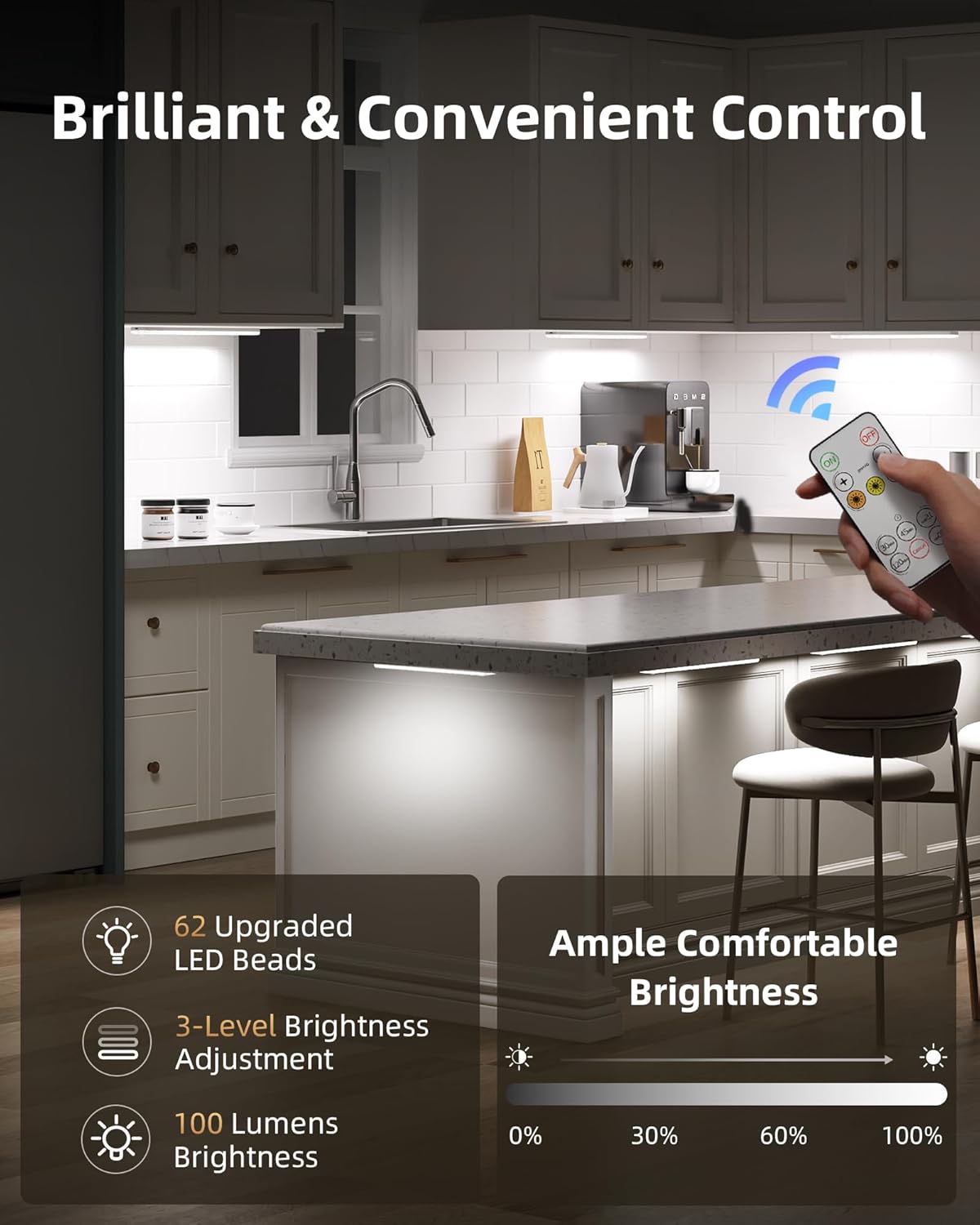 EZVALO Under-Unit Light Kitchen LED with Charging Station 62 LEDs