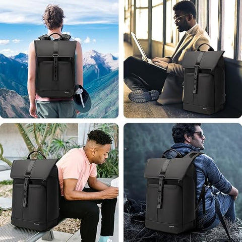 BANGE Roll Top Backpack Large Work Backpack for 15.6 inch Laptop Waterproof Anti-Theft Backpack