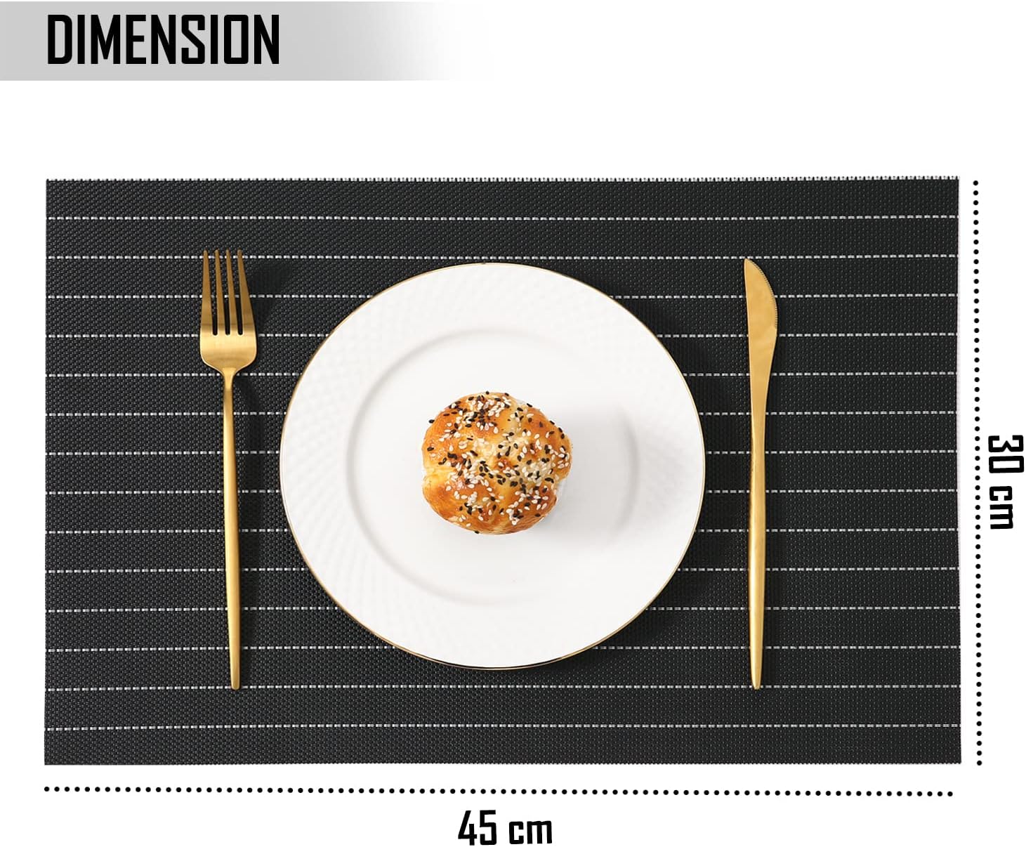 PVC Washable Mats for Dining Table - 45x30 cm Placemats Heat-resistant (10Pc Set)