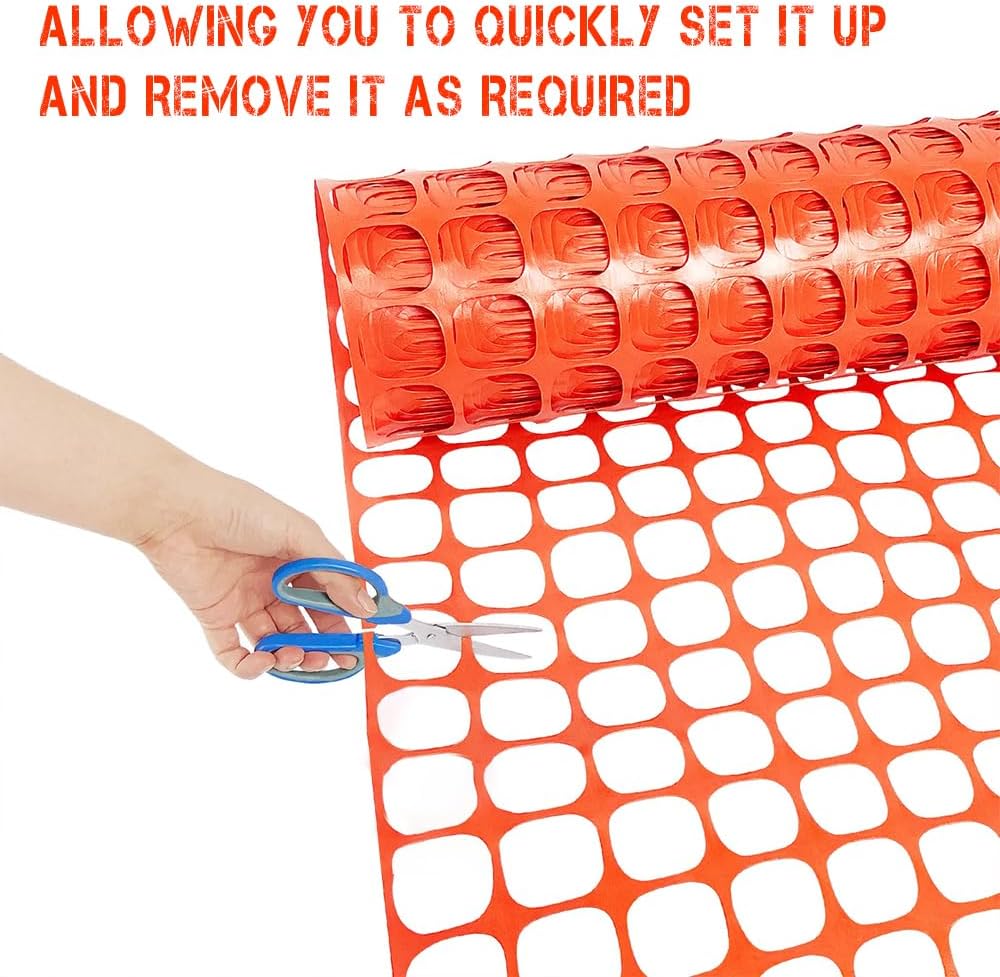 Olmecs Safety Mesh 20 / 50 Meter | Heavy Duty Fencing Barrier Mesh - Orange | Plastic Construction Barrier Netting for Building Site