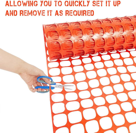 Olmecs Safety Mesh 20 / 50 Meter | Heavy Duty Fencing Barrier Mesh - Orange | Plastic Construction Barrier Netting for Building Site