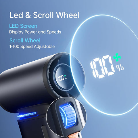 JISULIFE Portable Handheld Turbo Fan, 100 Speeds Adjustable Mini Personal Fan