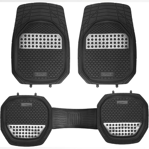 Premium Rubber Car Foot Mats, 71x50.5cm 3 Pcs Set, Anti-Slip Waterproof with Cargo Liner