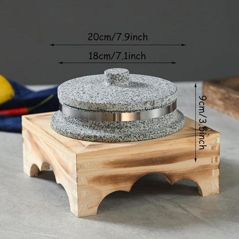 Korean Stone Bowl Cooking Pot with Wood Tray