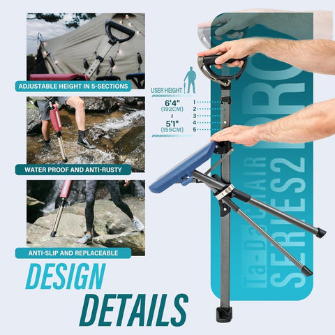 The Ta Da Seat Stick / Chair - the walking cane/ stick that converts to a tripod chair