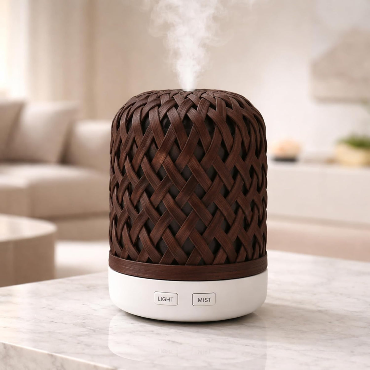 Flame Effect-Coffee Brown, Ultrasonic Aroma Diffuser with Warm LED  Essential Oil Humidifier, Quiet Mist Air Freshener-White (Copy) (Copy)
