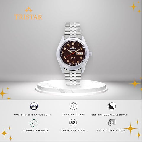 Tristar BA Series Men's Automatic Watch Arabic Numeral Dial Bracelet Wrist Watch for Men
