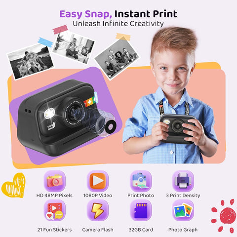 Instant Print Camera for Kids