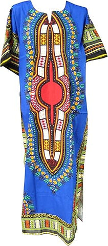 Womens 100% Cotton Long Kaftan Dress Summer Dashiki African Print - Tribe