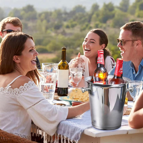 Ice Bucket 5L Stainless Steel Beverage Tub for Parties Large Drink Bucket