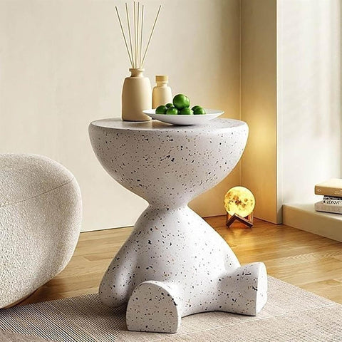 Side Table for Indoor Modern Faux Terrazzo Stool Coffee Table Heavy Duty End Table