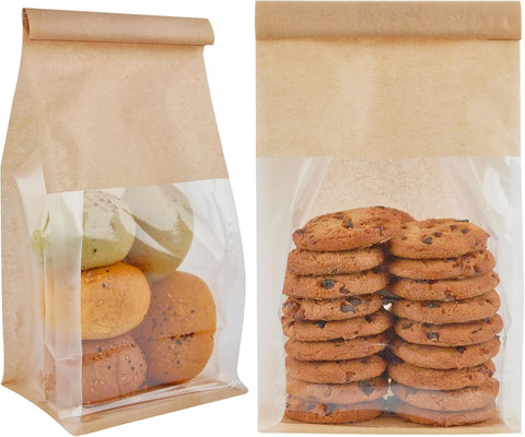 Tin Tie Tab Lock Kraft Paper Bags for Cookies Treats Candy Coffee Beans (5.1x3.9x11 In) - Willow