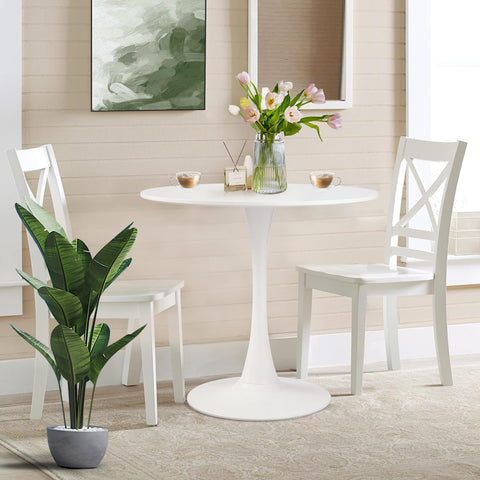 Olmecs white Round Dining Table, 60 CM Modern Tulip Kitchen Table 2.2CM