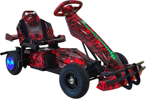 BIKE Electric Go Kart, LED Lights, Pedal Drive, 36V Battery Powered, Kids Ride-On Vehicle (Purple)