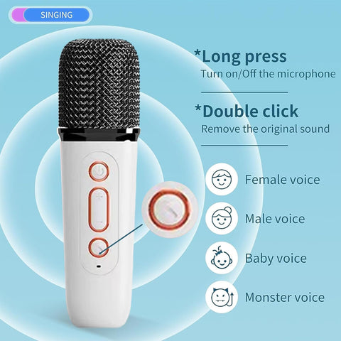 Mini Karaoke Machine with 2 Wireless Microphone, Portable Bluetooth Karaoke Speaker for Kids and Adults