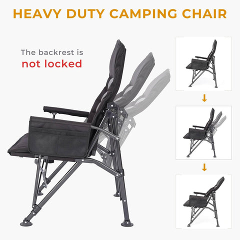 Olmecs Camping Chairs for Adults, Adjustable Backrest Heavy Duty Oversized Folding Chair Supports 350lbs for Outside with Cup Holder