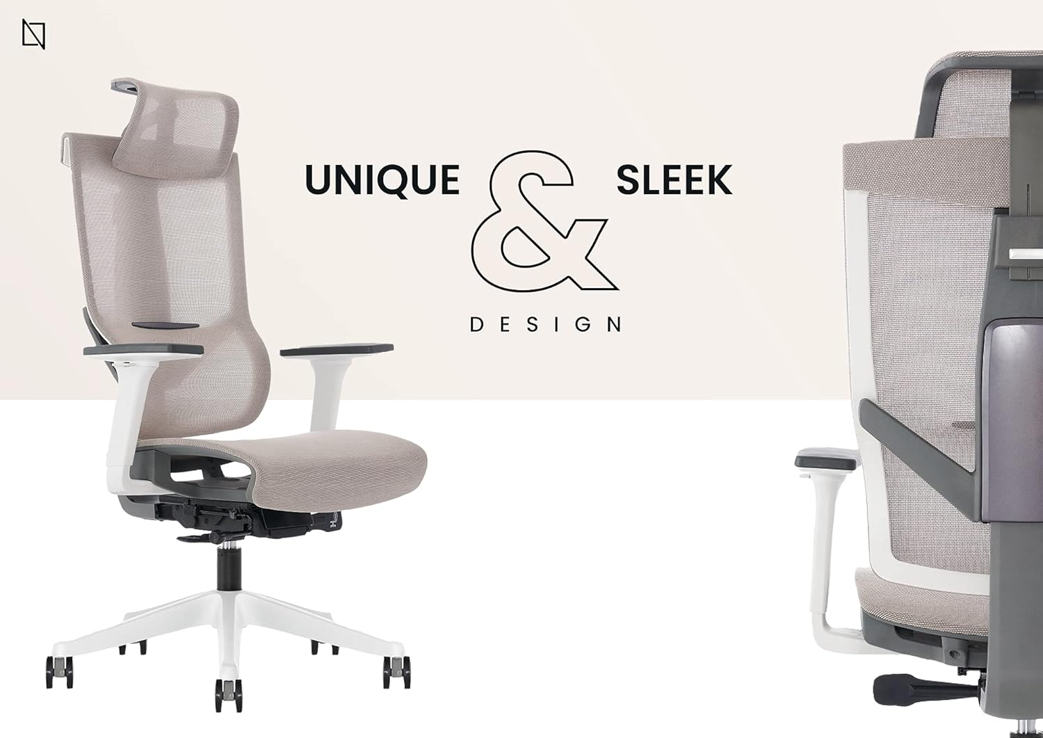 NAVO AERO, Premium Ergonomic Fabric Office Chair (BEIGE GREY)