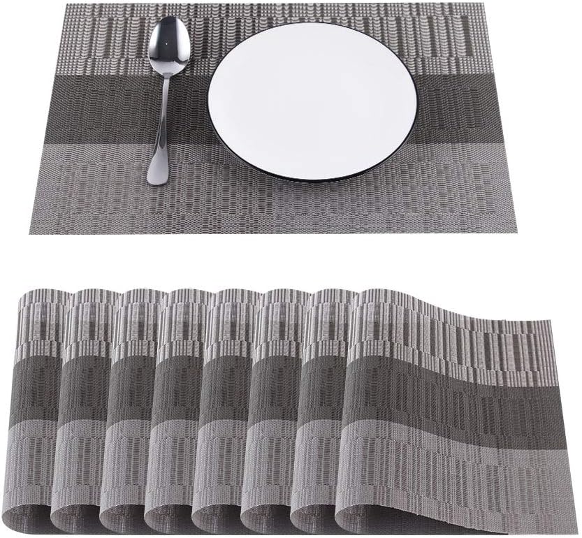 Kitchen Dinning Mats Set PVC Placemats Non-slip Table Mats Retro Luxury Court Style Heat-resistant (10Pc Set)