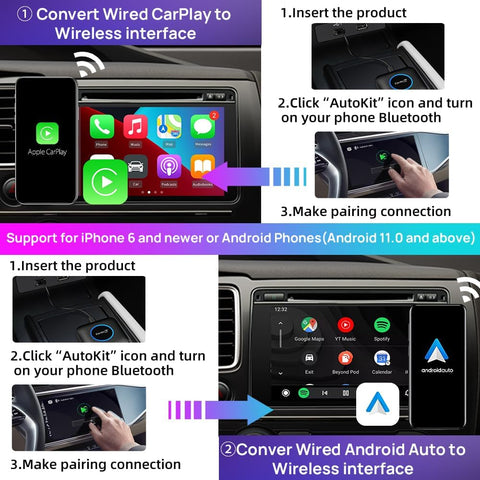 CarlinKit CarPlay Ai Box Android 13.0 with LED Light for Car with Wired CarPlay and Touchscreen