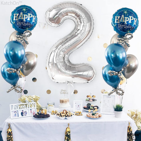 Silver Number Balloons in Helium Foil Mylar No.2