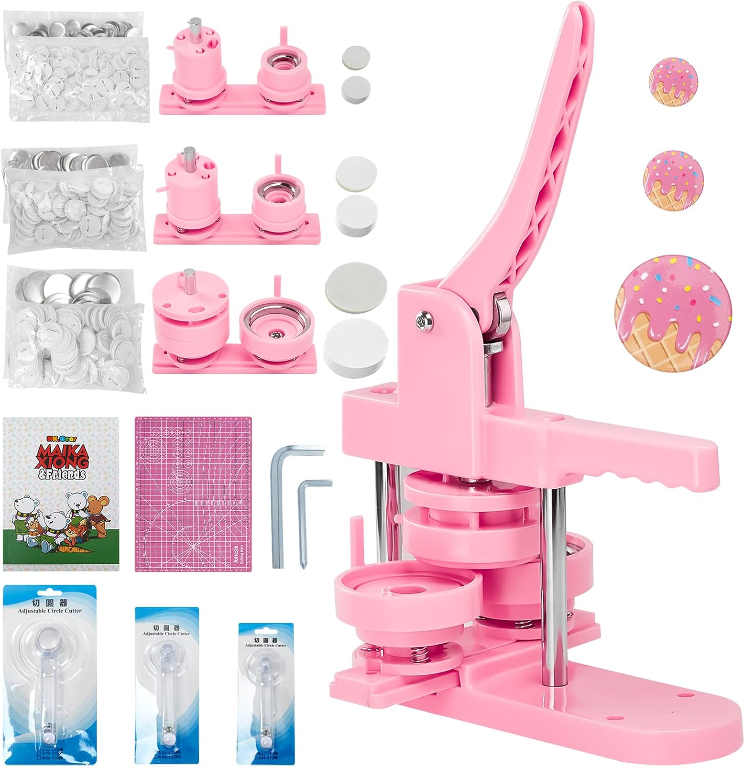 Button Machine Maker 2 Inch Button Maker Machine Multiple Sizes, Pin Maker Machine 1.25+2.25+3 inc ...