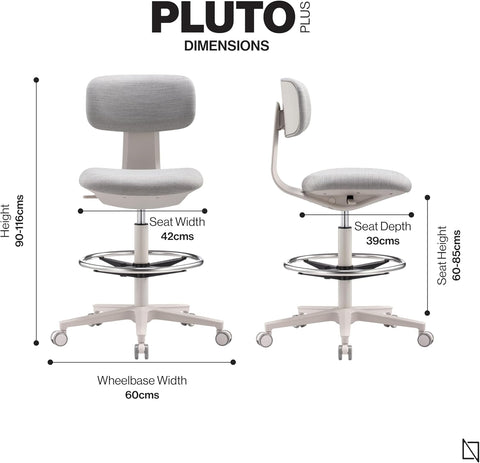 NAVO Pluto, High Office Chair, Ergonomic Drafting Chair (GREY WHITE)