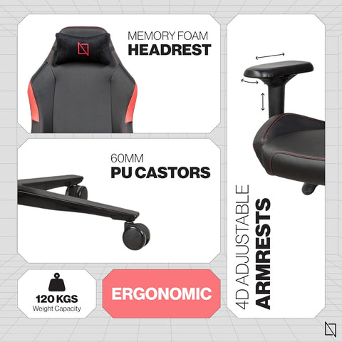 Navodesk APEX AIR, Ergonomic Gaming Chair (CloudLeather (M), RED)