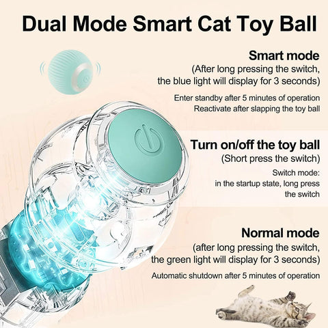 Interactive Cat Toy Ball, Electric Cat Toy Ball, 360° Self-Rotating Electric Ball