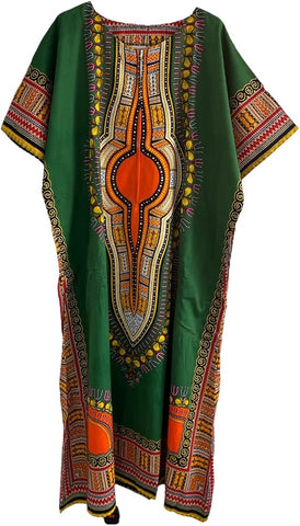 Womens 100% Cotton Long Kaftan Dress Summer Dashiki African Print - Tribe