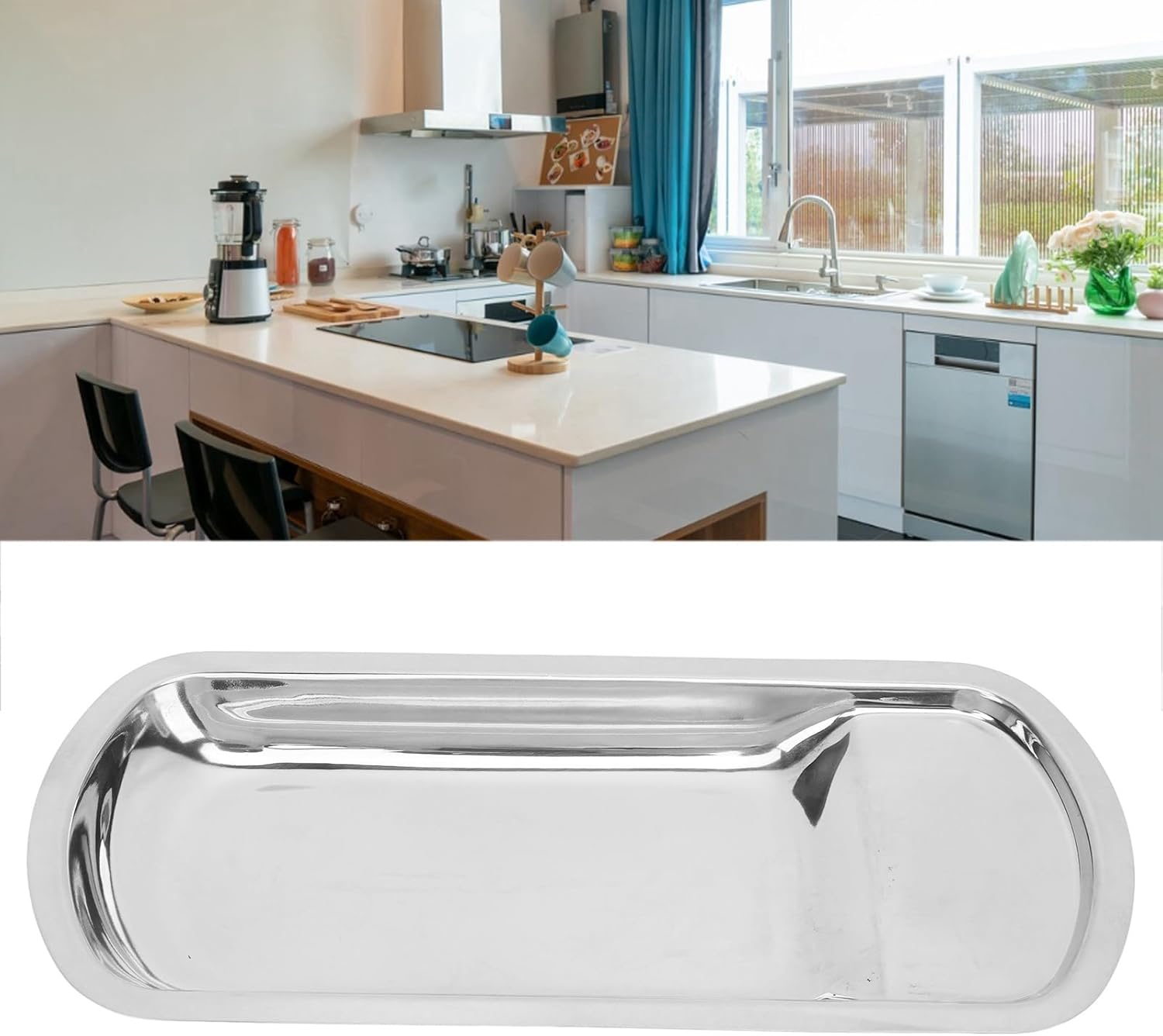 Serving Plate Platter Stainless Steel Tray Rectangular Shape
