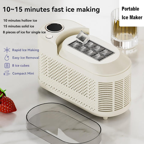 Portable Countertop Ice Maker Machine, 8 Cubes in 10 Mins, Compact Mini Ice Maker for Home/Camping/Car