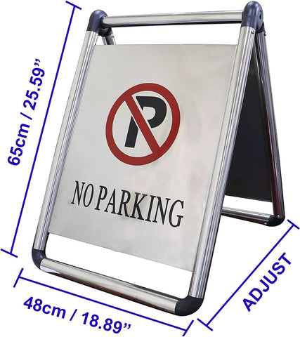 No Parking Sign Board, Stainless Steel Folding Self Standing Floor Signage,