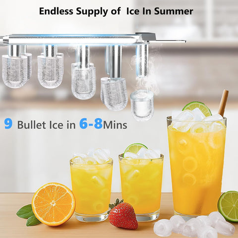 Water Dispenser with Ice Maker Function, Top Loading Hot and Cold Water Cooler for 5 Gallon Bottle - Hicon