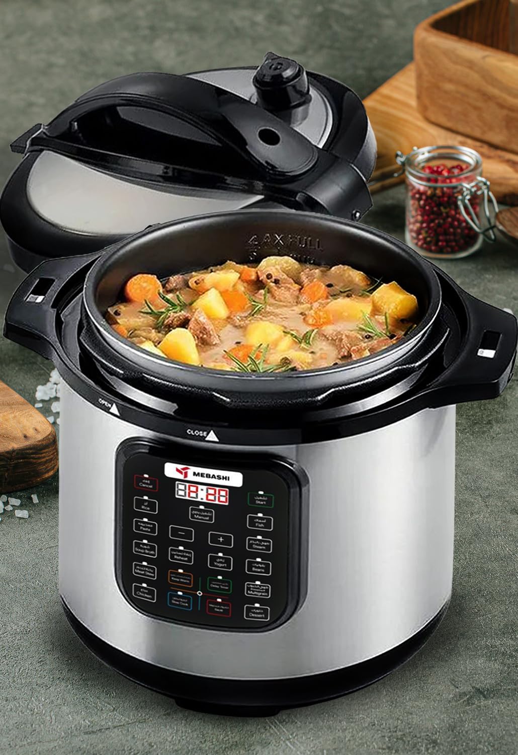 MEBASHI Japan 1600W 12L Digital Electric Pressure Cooker  (1600W) Black (ME-PC812)