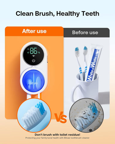 Bitvae Toothbrush Cleaner, Cleaning and Air Drying, LED Smart Screen, Rechargeable Wall Mount Toothbrush Holder