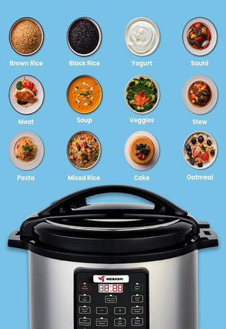 MEBASHI Japan 1600W 12L Digital Electric Pressure Cooker  (1600W) Black (ME-PC812)