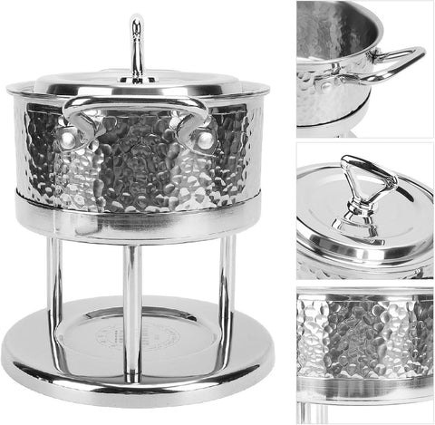 Olmecs 304 Stainless Steel Individual Hot Pot Food Warmer Stove Pan with Lid Stand for Camping Outdoor Dormitory Hotel Home