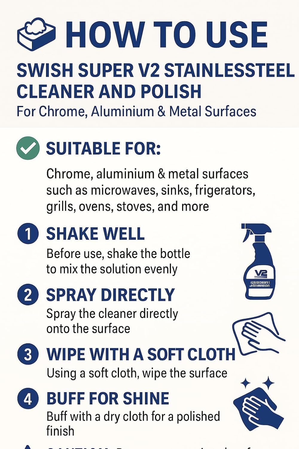 Swish Super V2 Stainless Steel Cleaner and Polish Trigger Spray - Pack of 5 Pcs Chrome, Aluminium Metal Surface - 500 ml (5)