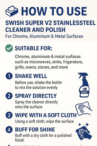 Swish Super V2 Stainless Steel Cleaner and Polish Trigger Spray - Pack of 5 Pcs Chrome, Aluminium Metal Surface - 500 ml (5)