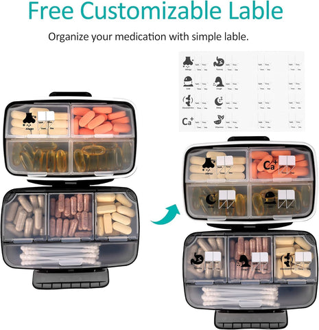 Fullicon Moisture Proof Medicine Organizer, XL Pill Organizer with Strong Hinge