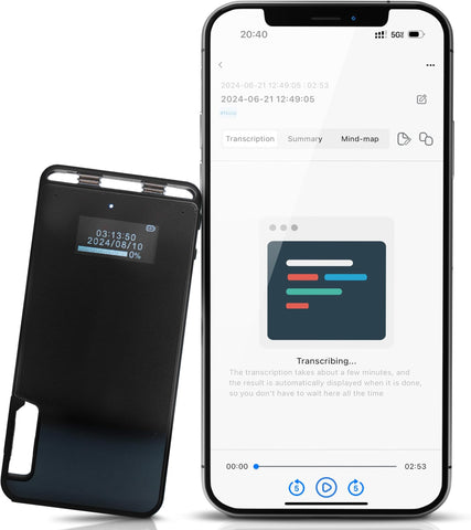 Voice Recorder with APP for AI Voice-to-Text Transcription, GPT-4o Summary, Mind Mapping, 64GB Storage