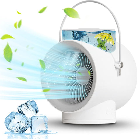 Portable Wireless Fan Humidifier Diffuser with Night Light, 120° Swing Head