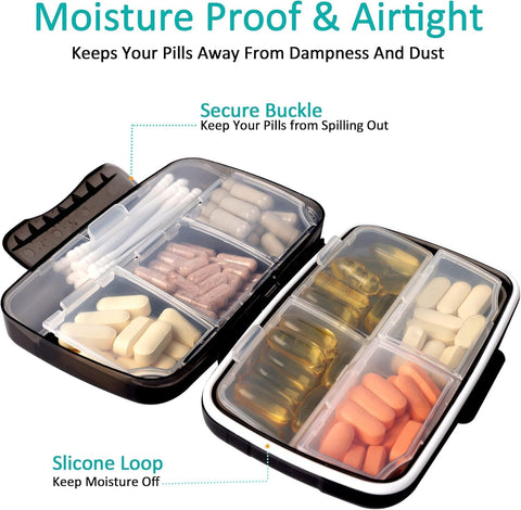 Fullicon Moisture Proof Medicine Organizer, XL Pill Organizer with Strong Hinge